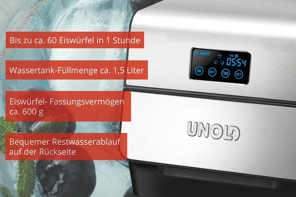 Unold 48955 ijsblokjesmaker, roestvrij staal, 1,5 liter, roestvrij staal