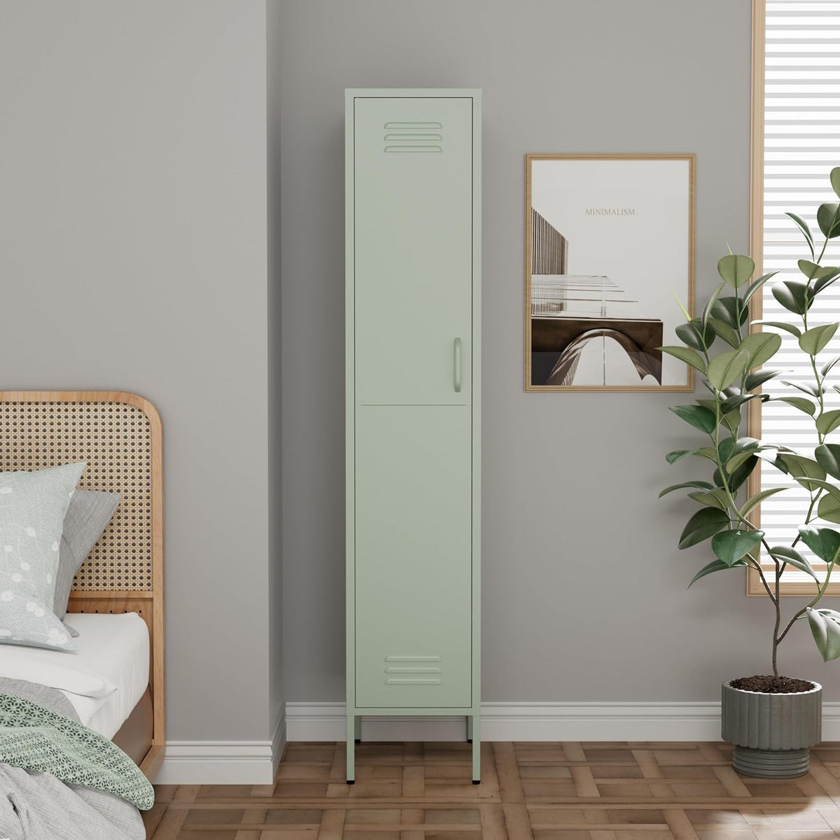 Locker Cabinet Metal 35x50x180cm / 90x50x180cm – Storage Cabinet with Adjustable Shelves, Steel Wardrobe/Wardrobe Industrial (Green, 35x50x180cm (LxWxH)) - QUORE