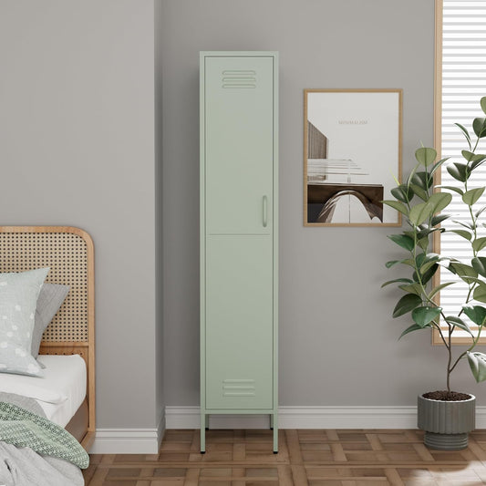 Locker Cabinet Metal 35x50x180cm / 90x50x180cm – Storage Cabinet with Adjustable Shelves, Steel Wardrobe/Wardrobe Industrial (Green, 35x50x180cm (LxWxH)) - QUORE
