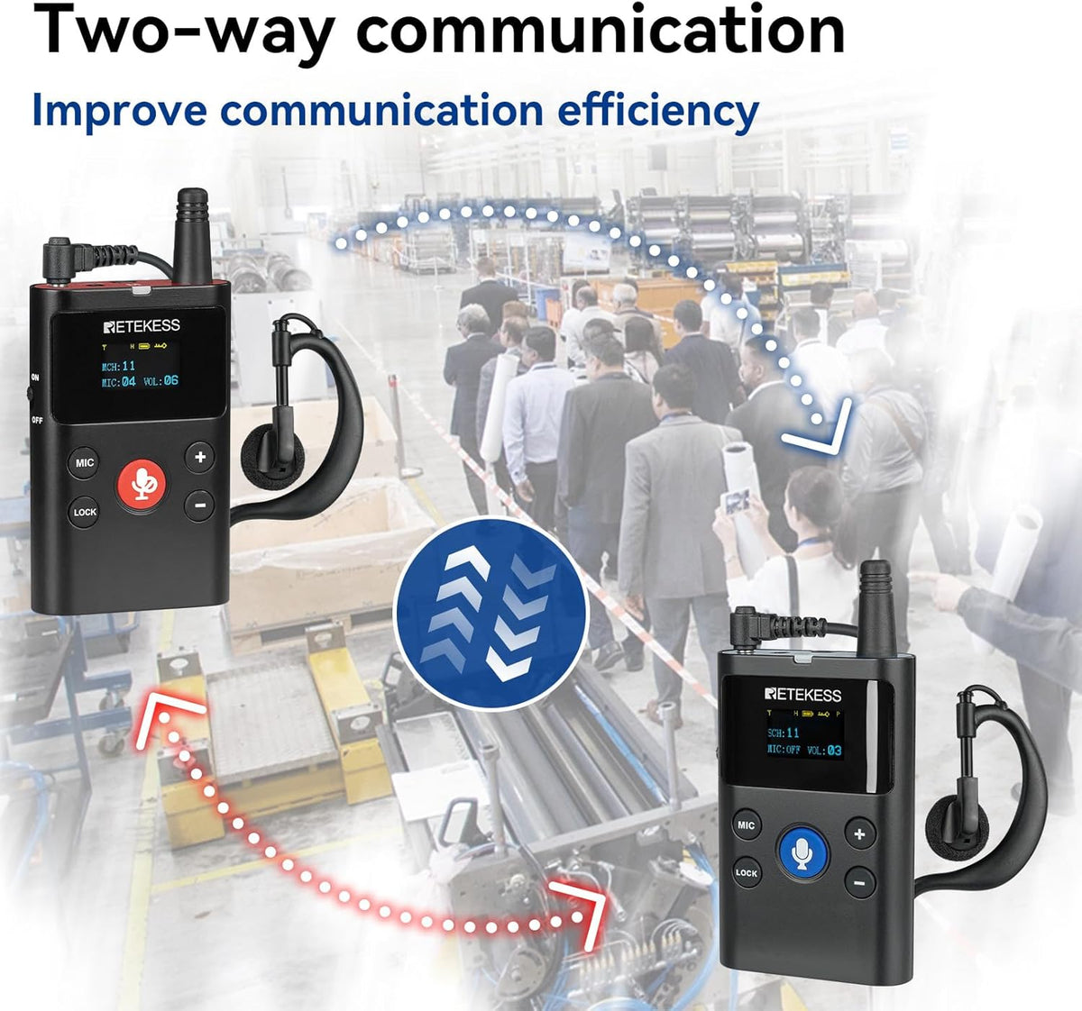 Draadloos Tourguide Systeem 1 Zender 10 Ontvangers – Gidsensysteem – Rondleidingssysteem – Communicatiesysteem – Tourguide Set – Tweerichtingscommunicatie – Bereik Tot Ca. 280 M Buitenshuis