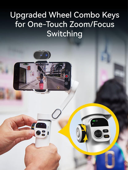 AOCHUAN Gimbal-stabilisator voor iPhone, telefoongimbal met AI-trackingsensor voor vlog-opname, 3-assige telefoongimbal met 7,8 inch verlengstang en OLED-display voor iPhone/Android-Smart X2 AI wit