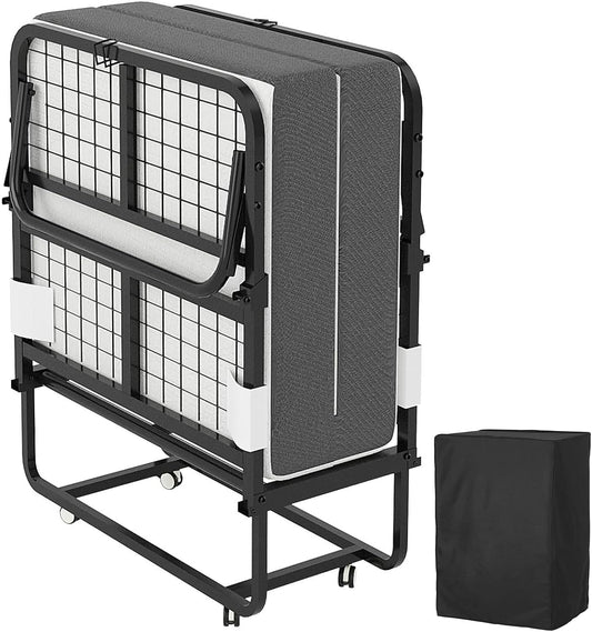 Deluxe opklapbed (incl. 13 cm dik traagschuimmatras), inklapbaar logeerbed, volwassenen 80 x 190 cm, metalen klapframe, versterkt metalen rooster, stofbestendige opbergtas, belastbaarheid 200 kg