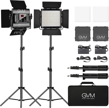 GVM 480 led-videolamp met statief, app-bediening, led-studiolamp, 13000 lux/0,5 m, tweekleurige temperatuur, 2300 K-6800 K, led fotografie, continu licht voor studio, video-opname, fotografie,