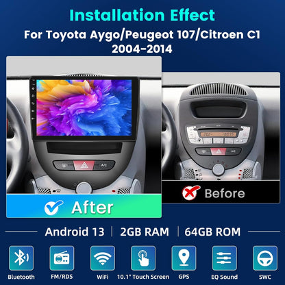 Autoradio – Multimediasysteem – Touchscreen Radio – Navigatiesysteem – Inbouwstereo Voor Auto's 2004-2014 – 10,1 Inch Touchscreen – Draadloze CarPlay & Android Auto