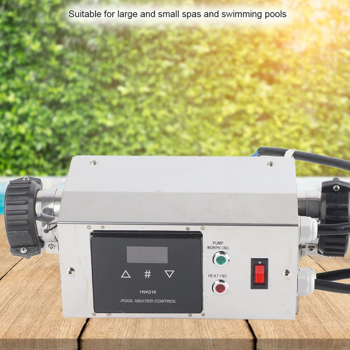 2KW Zwembadverwarmer Digitale Thermostaat voor Zwembad SPA, Roestvrij Staal, Eenvoudige Installatie, 2255 ℃ (Amerikaanse stijl)