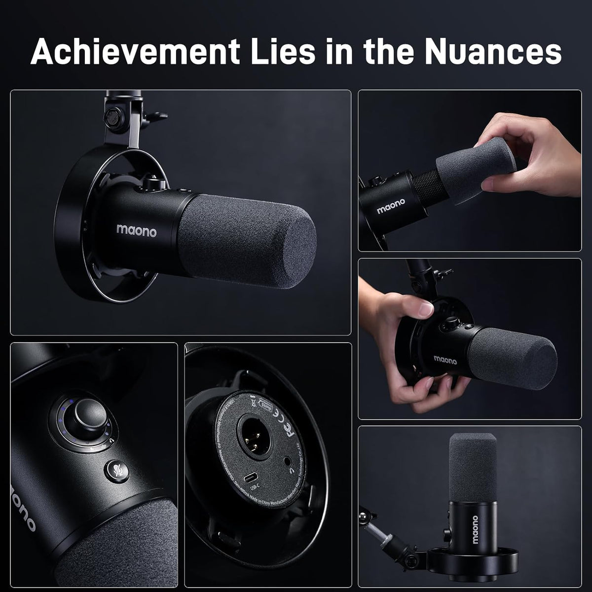 MAONO PD300X Podcast Microfoon- XLR/USB Mic met ruisonderdrukking, 192kHz/24Bit Hi-Fi Audio, Mute-knop, Link Software. Voor podcasting, streaming, studio-opname