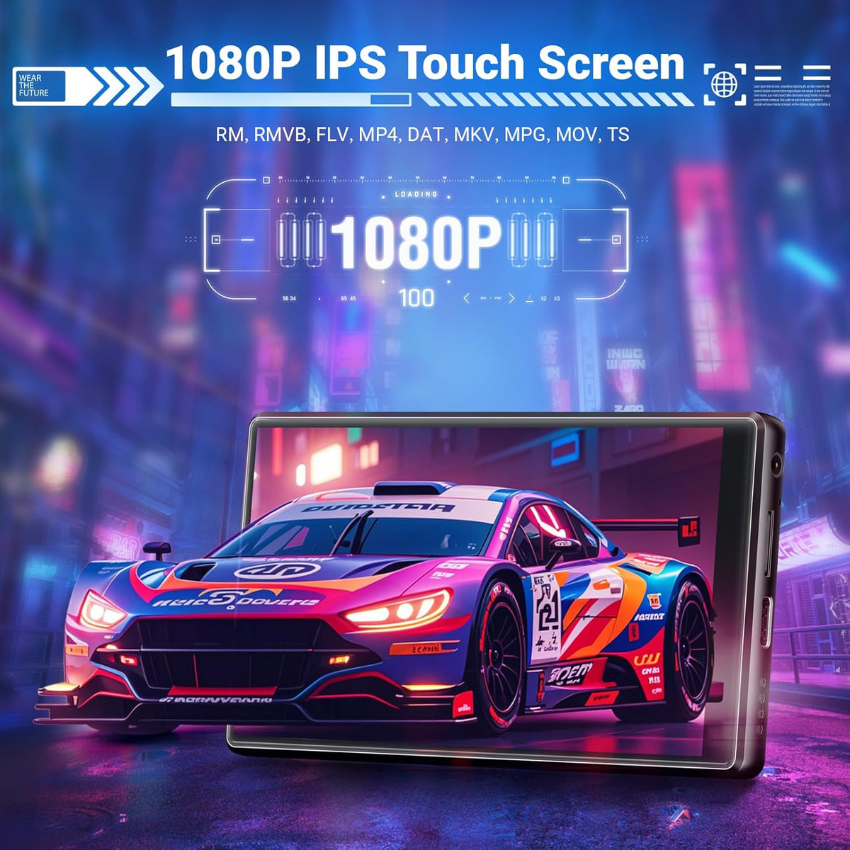 MECHEN 256GB MP3 Player Spotify with Bluetooth WiFi, Android 13 & WLAN Streaming, 5-Inch IPS Screen 1080P, Audible Deezer Amazon Music Pre-Installed - QUORE