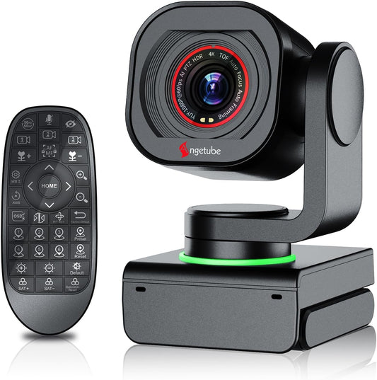 Angetube 4K webcam met gebarenbesturing en AI-tracking - PTZ USB 3.0 webcam voor streaming met dubbele microfoons en ruisonderdrukking, TOF autofocus, 1080p 60FPS, HDR, voor pc, laptop en Mac