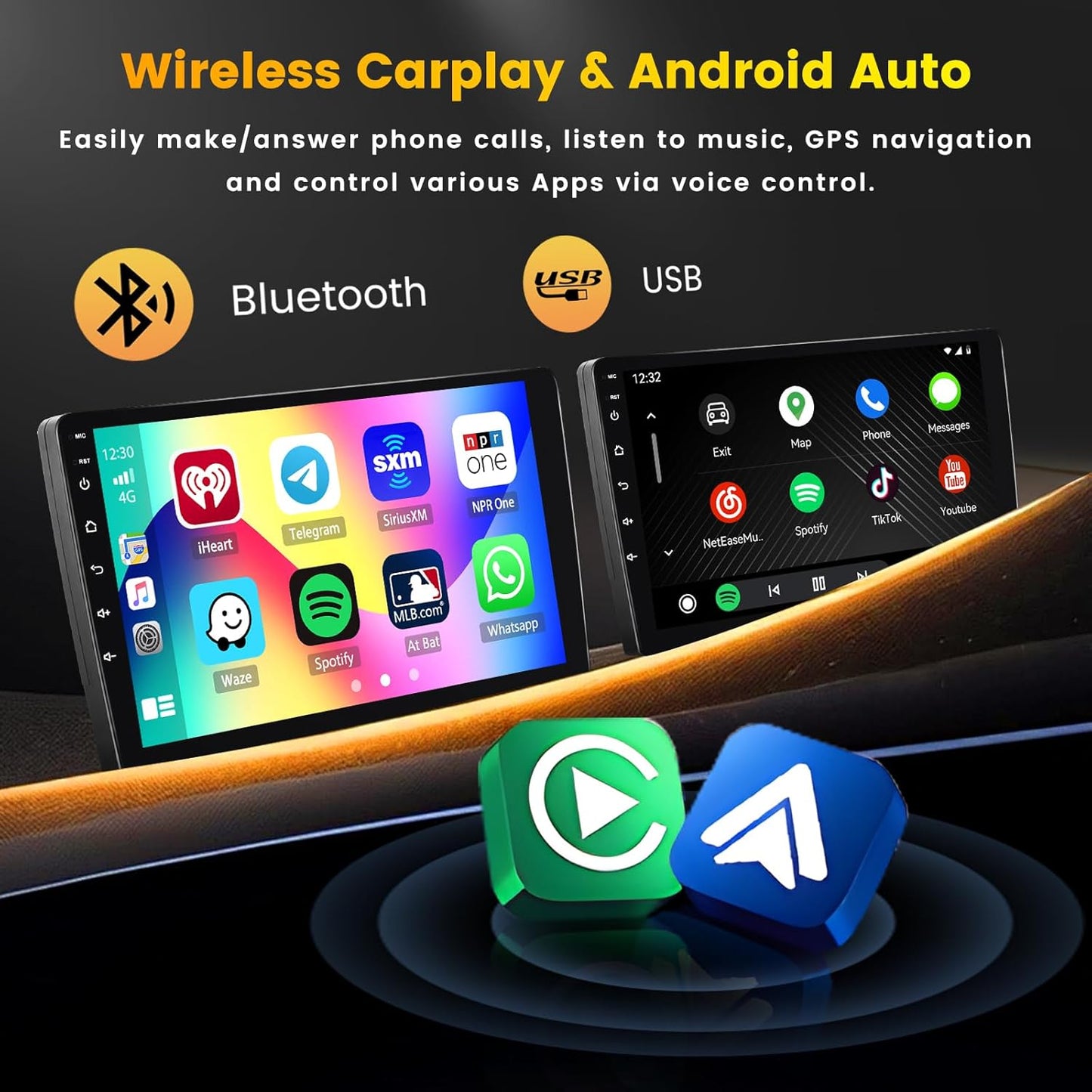 Android 15 Autoradio – 2 DIN Multimedia Systeem – Navigatie Radio – Bluetooth Speler – Draadloze CarPlay Android Auto – 9 Inch Touchscreen – Inclusief Achteruitrijcamera en Microfoon