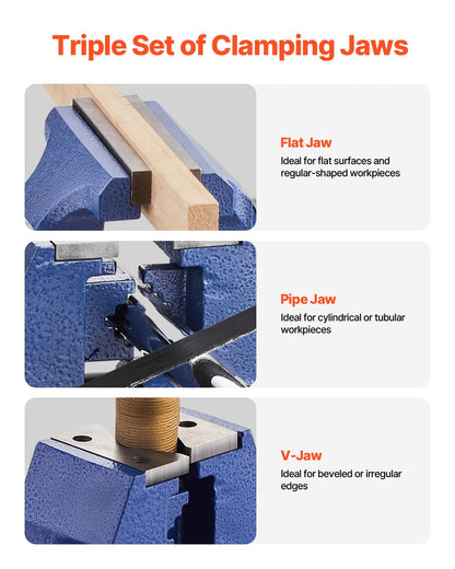 Bankschroef – Werkbankschroef – Bankschroefklem – Werkbankvijs – Heavy Duty Bankschroef – 6,5 Inch Bekkenbreedte – 360° Roterende Kop en Basis