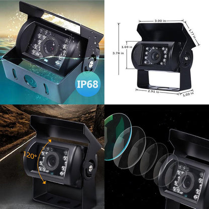 Hodozzy Draadloze 4-camera-set, 9-inch-monitor, waterdicht, nachtzicht, 18 IR, 12/24 V, voor camper, vrachtwagen, aanhanger
