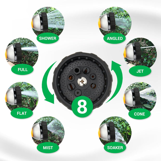 TheFitLife uitbreidbare tuinslangleidingen - drievoudige latexkern EU-standaard messing fittingen en sproeikop met 8 functies, draagbare en knikvrije waterslang