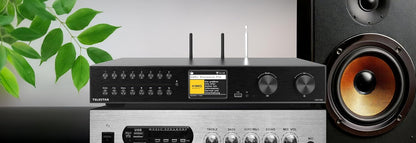 TELESTAR TOP 550 HiFi-systeem met versterker en cd-speler (43 cm breedte, 2 × 30 W, internetradio/DAB+, Bluetooth zend-/ontvangstfunctie, USB-opname, streamingdiensten) - zwart