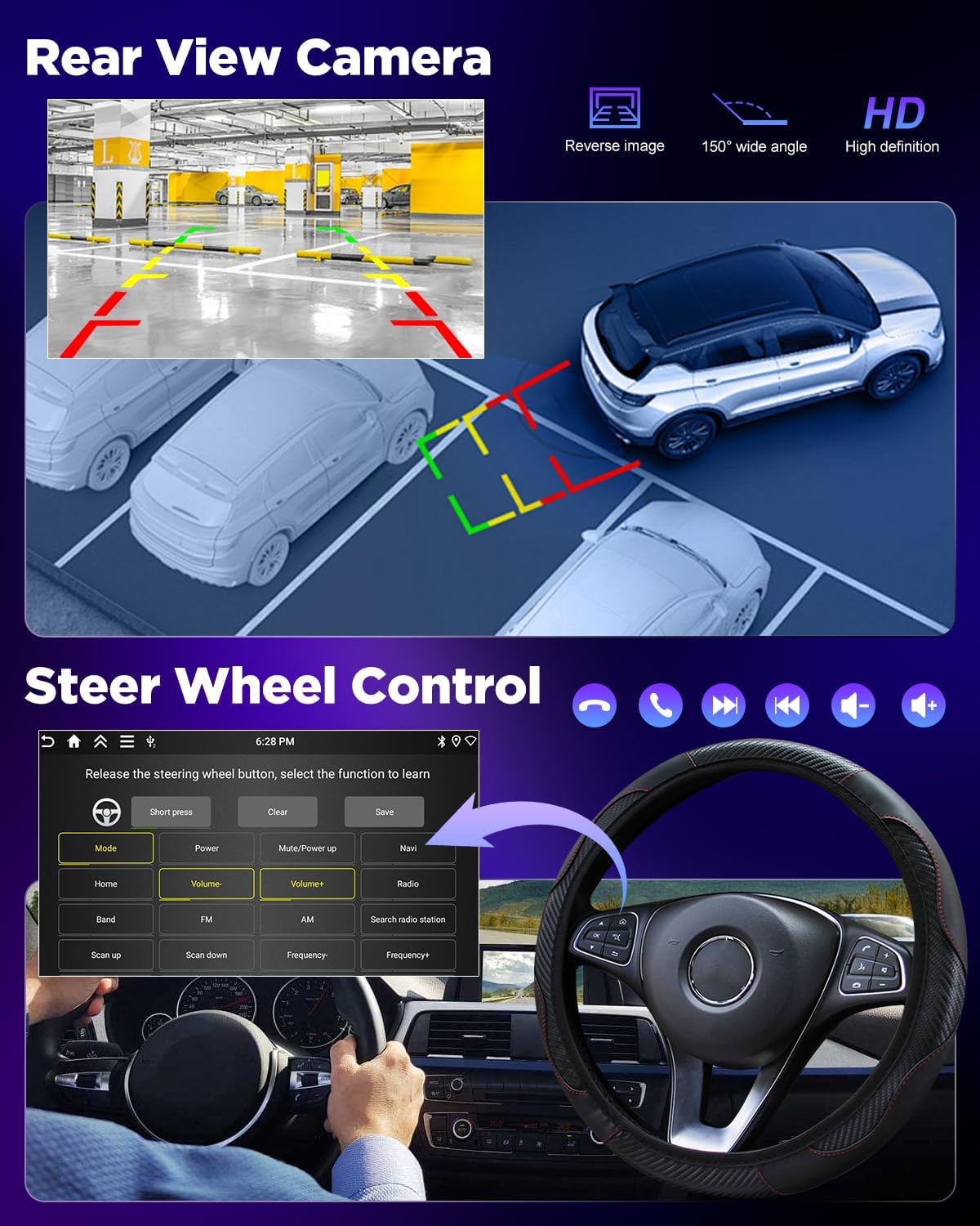 NHOPEEW 8 Core 6+128G Android autoradio voor Jeep Compass 2017-2019 met Wireless Carplay & Android Auto DSP WiFi GPS stuurbediening 360°-panoramisch zicht