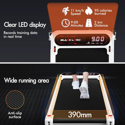 BLACK LORD Loopband X7, walkpad, ondertekening, stille motor 3,0 pk, draagkracht 130 kg, bluetooth-tracking, 3 hellingsniveaus, antislipband