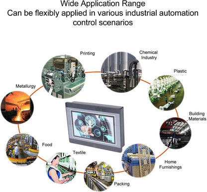 HMI PLC Alles-in-één, 7 Inch TFT LCD-aanraakscherm, Compatibel met FX3U-20 40 48MRT, Eenvoudige Installatie, HMI en PLC-programmering, voor Industriële Besturing