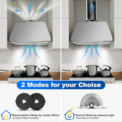 afzuigkap 52 cm, inbouwafzuigkap, 400 m³/u, 3 vermogensstanden en boosterfunctie, gebarenbediening, touchbediening, afzuiging/recirculatie met actieve koolfilter en rookpijp, afzuigkap