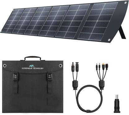 Ecosonique Draagbaar zonnepaneel 200 W, opvouwbaar met kickstand, USB-C PD3.0 & USB-A QC3.0, MC4, multi-output voor stroomstations, generatoren, campers, wandelen