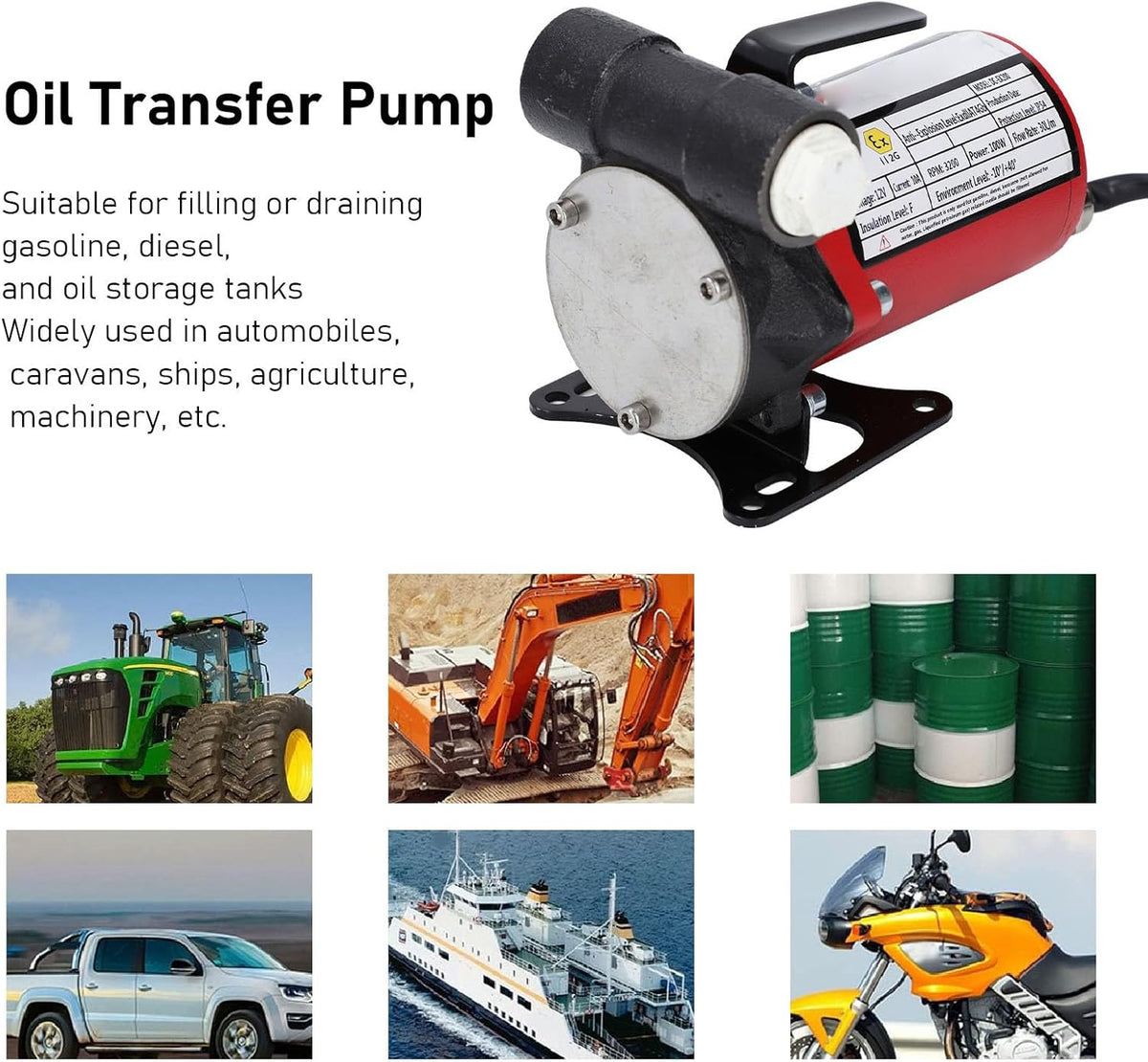 12V Zelfaanzuigende Benzine-Overdrachtpomp – Brandstofoverdrachtpomp – Oliepomp – Benzinepomp – Transferpomp – 30 L/Min – BSP 3/4-Aansluiting