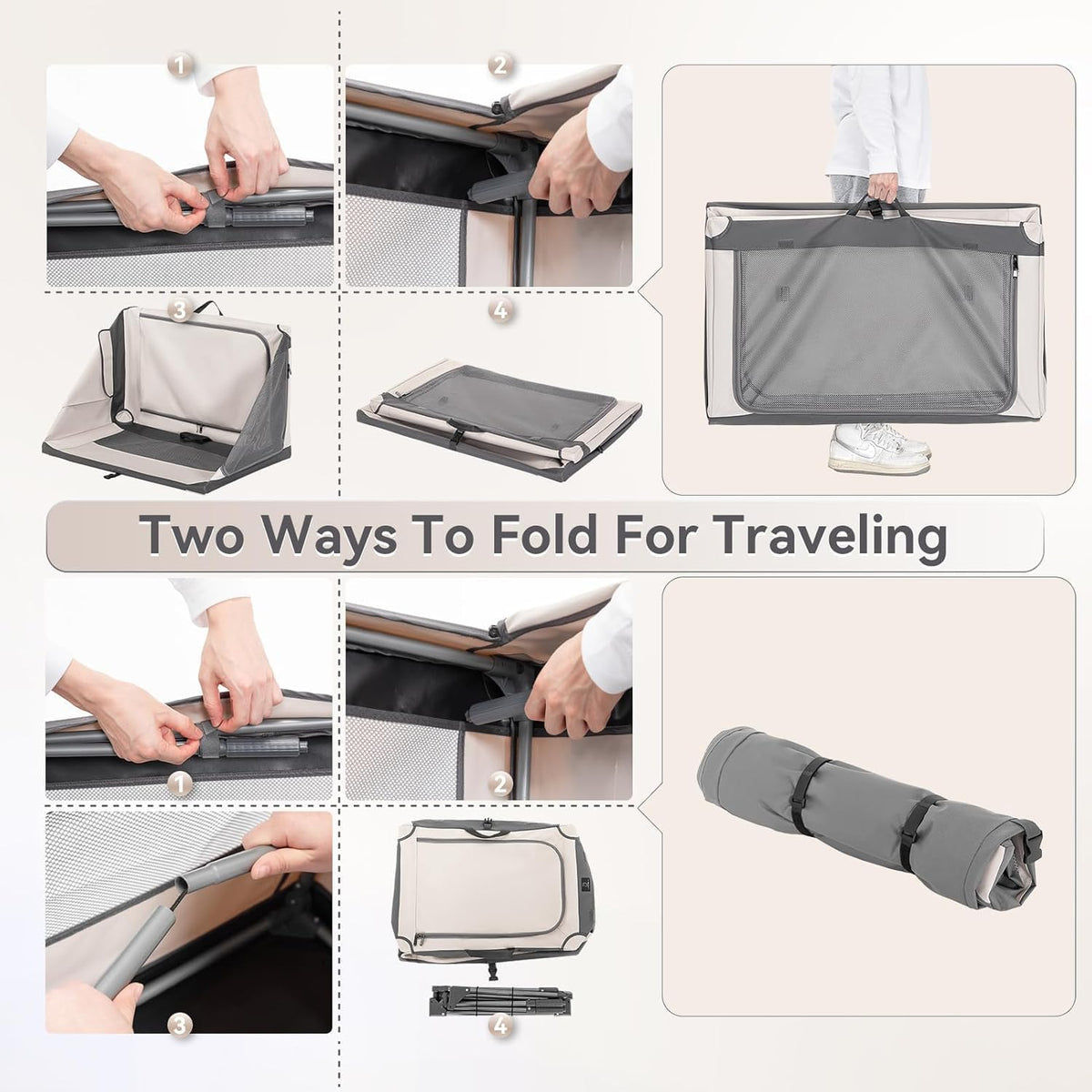 Hondenreiskrat met afsluitbare ritssluiting en gepatenteerd schroefframe, opvouwbare huisdierenkisten voor grote honden, waterdichte bodem, wasbare hoes, ideaal voor buiten, SUV, auto, camping, thuis