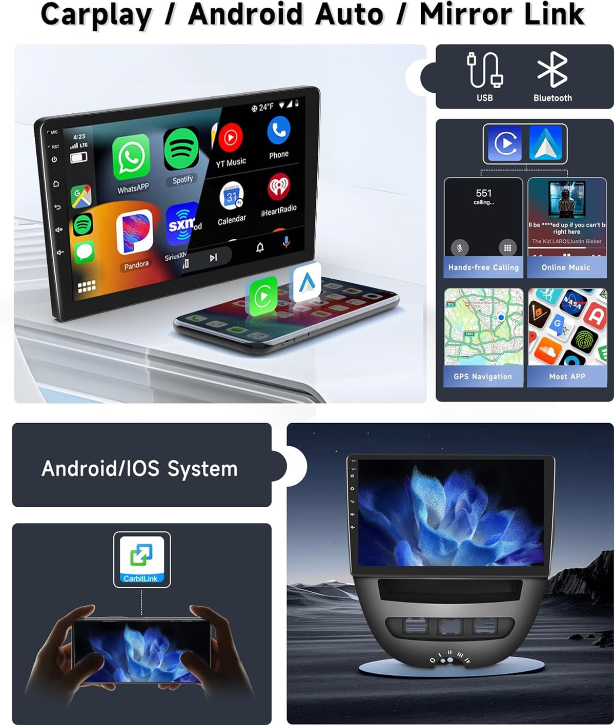 Autoradio Android 13 voor Peugeot 107 / Citroën C1 / Toyota Aygo 2004-2014 – Android autoradio – Multimediasysteem – Navigatiesysteem – Car stereo – 10,1 Inch HD IPS Touchscreen – Draadloze CarPlay en Android Auto
