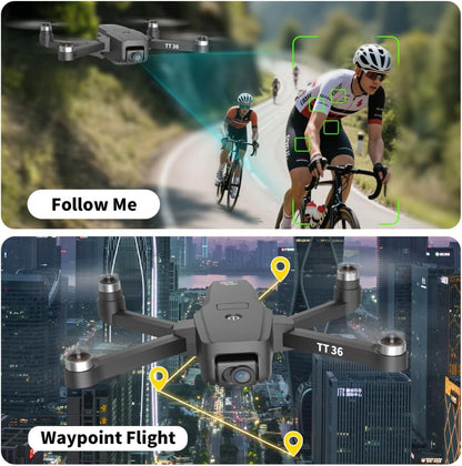 TT36 GPS Drone met Camera 4K voor Volwassenen 5G WiFi Realtime Transmissie GPS Intelligente Terugkeer RC Quadcopter Borstelloze Motoren Drones voor Beginners