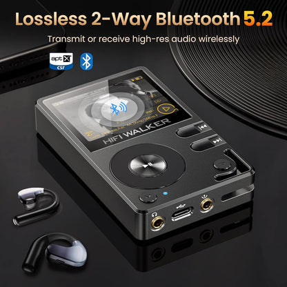 HIFI WALKER H2 MP3 Player with Bluetooth, DSD DAC Hi-Res FLAC Player, Lossless Music Player, Portable Digital Audio Player with 64GB Storage, Expandable Storage Up to 256GB - QUORE