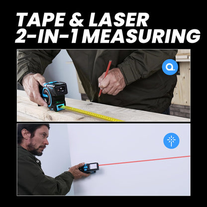 DTX10 3-in-1 digitale meetlint, 100 m oplaadbare lasermeetlint met automatische vergrendeling, directe digitale uitlezing, verlengde laserlijn en incrementele meting, vervangbaar meetlint