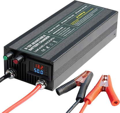 14,6V 60A LiFePO4 Acculader – Batterijlader – Accu Lader – Lithium Batterijlader – Snel Oplader – Instelbaar 0-15V/0-60A – Veilig Met Aluminium Behuizing – LCD Display Met Laadstatus