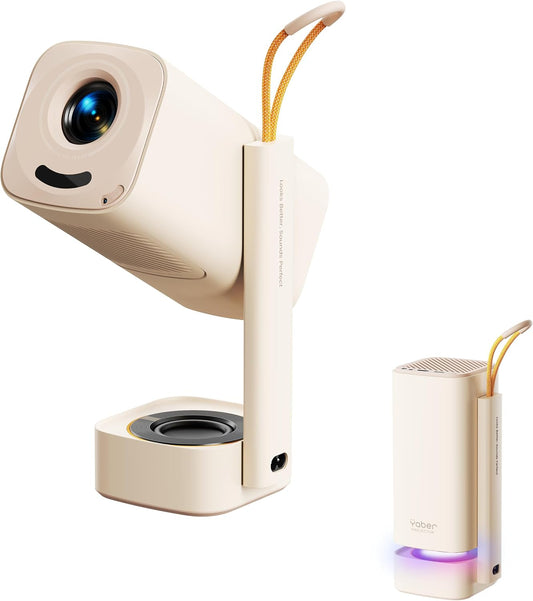 Mini-videoprojector【Geïntegreerde app/Dolby Audio/Turbosonic】 Yaber T1 Pro 1080P FHD en HDR10, draagbare beamer met automatische punt/trapeziumcorrectie, overheadprojector voor thuisbioscoop