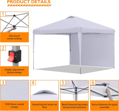 BONTEC 3 x 3 m Paviljoen waterdicht stabiel winterbestendig, waterdichte luifeltent met eenvoudige installatie, in hoogte verstelbaar, draagbaar met draagtas op wielen, perfect voor buitenevenementen