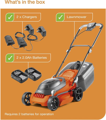 Batterij Grasmaaier – Accu Grasmaaier – Elektrische Grasmaaier – Draadloze Grasmaaier – 36V Krachtig – 34 cm Maaibreedte & Randensnijsysteem – 35L Grasopvang – Lichtgewicht & Verticale Opslag