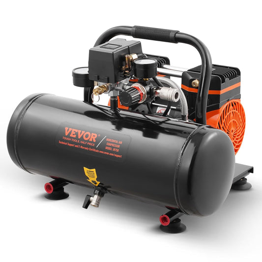VEVOR Luchtcompressor, 8 l ketel, olievrije persluchtcompressor 860 W, 2,5 CFM, max. 120 PSI druk, 81 dB ultralichte compressor, fluistercompressor voor autoreparatie, bandenvulling, spuitlak