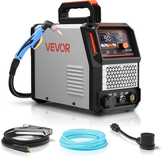 VEVOR Plasma Cutter, 65A Non-Touch Pilot Arc Plasma Cutting Machine, 110V/220V Dual Voltage Digital Display IGBT Inverter - with 2T/4T Function & Adjustable PA/PT Time for Home Repairs, Workshops