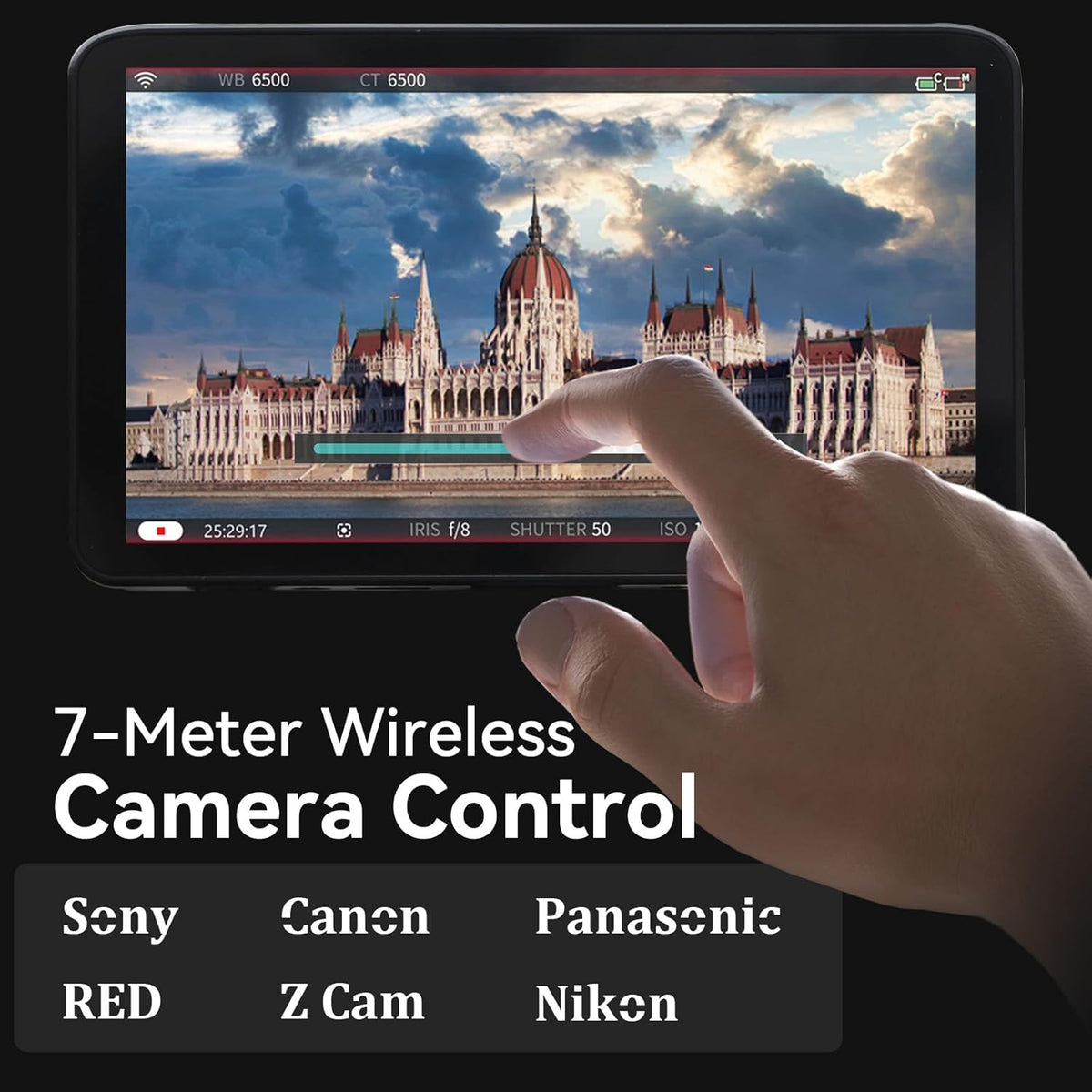 Cameramonitor – Veldmonitor – Camera Monitor – Videomonitor – Monitor Voor Camera – 7 Inch Touchscreen – 1000 Nits Full HD – Draadloze Camerabediening