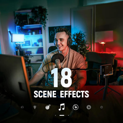 NEEWER Videolamp RGB 12 W, LED-paneel voor streaming, selfie, 2500 K-10.000 K, CRI97+, app/2.4G-bediening, batterij 4300 mAh, bureauhouder voor vlogging, video-opname, podcast, SL90