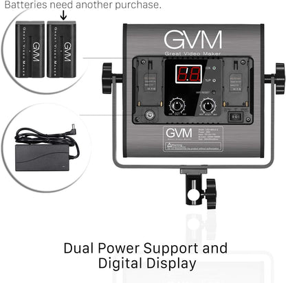 GVM 480 led-videolamp met statief, app-bediening, led-studiolamp, 13000 lux/0,5 m, tweekleurige temperatuur, 2300 K-6800 K, led fotografie, continu licht voor studio, video-opname, fotografie,