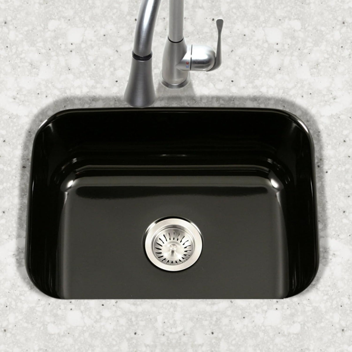 Houzer Porcela White Porcelain Enamel Steel Kitchen Sink: 23 Inch Undermount Single Bowl Sink, Durable & Versatile, Essential for Home and Apartment: PCS-2500 WH