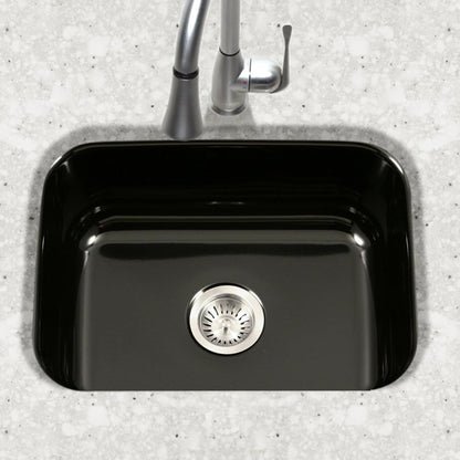 Houzer Porcela White Porcelain Enamel Steel Kitchen Sink: 23 Inch Undermount Single Bowl Sink, Durable & Versatile, Essential for Home and Apartment: PCS-2500 WH