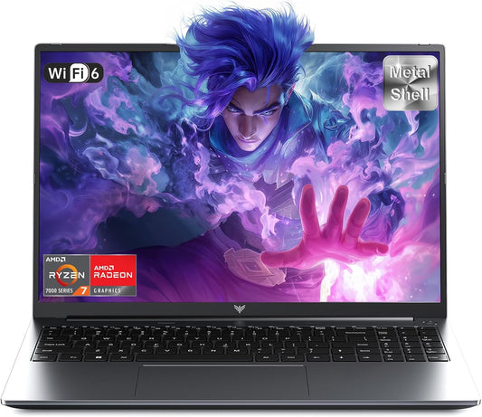2026 16 Inch Gaming Laptop, Ryzen 7 H255 Processor up to 4.9 GHz, 16GB DDR5 RAM, 512GB SSD (Expandable to 4TB), 4800MHz, Backlit Keyboard, WiFi 6