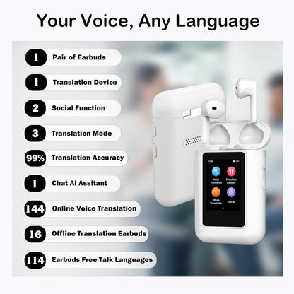 Xupurtlk AI Translation Earbuds Real Time, 120 Offline Pakketten Audifonos Traductores Inglés Español, Taalvertaler Oordopjes met 74 online talen, A8 vertaler apparaat voor reizen/zaken