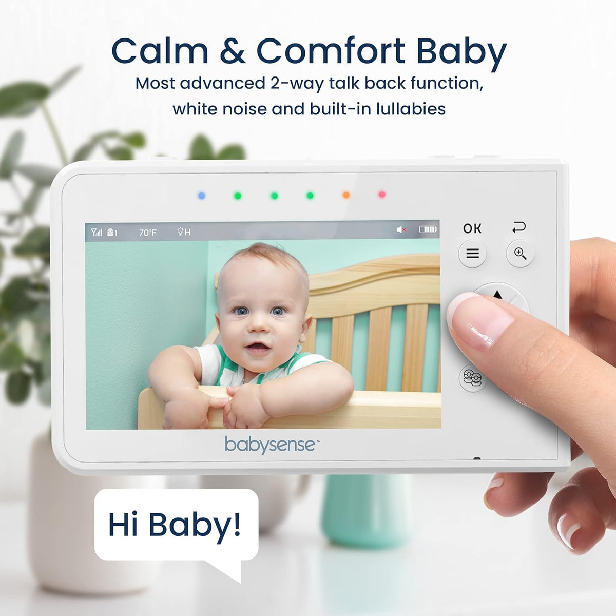 Babysense Video Babyfoon, 4,3" Split Screen Babyfoon met 2 camera's, Verstelbare nachtlamp, Tweerichtingsaudio, PTZ-functie, Groot bereik, Nachtzicht, Slaapliedjes