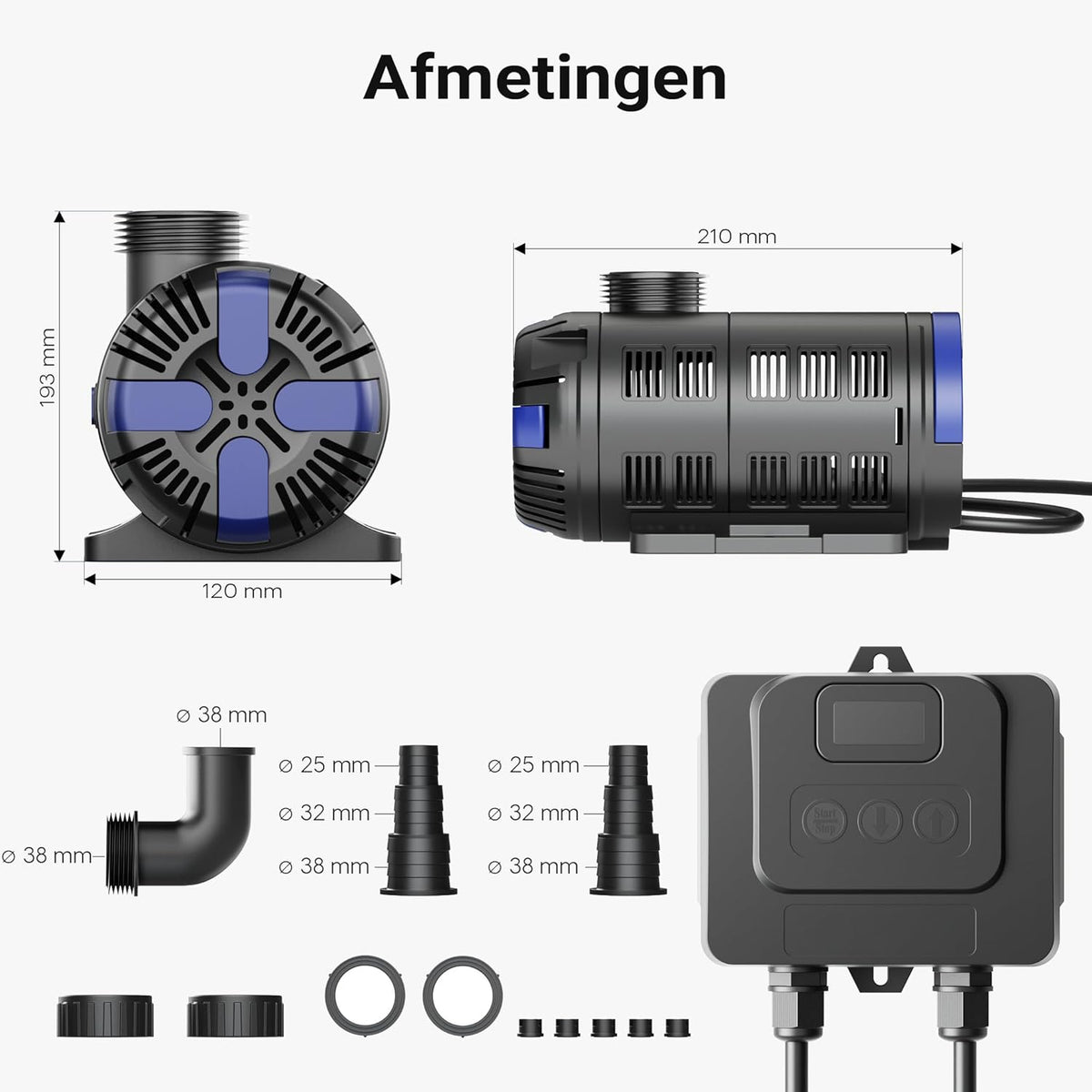 SuperECO vijverpomp CET-15000 180W 15000l/h filterpomp met doorstroomcontrole