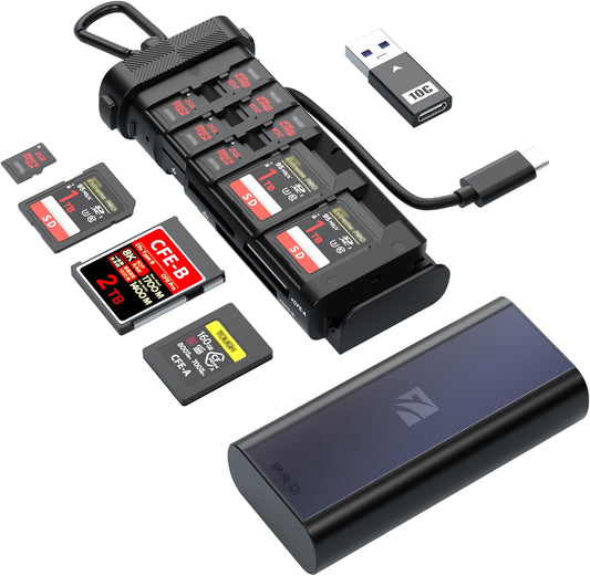 Freewell USD 3.2 10GBps Pro Reader Veelzijdige CF Express A, CF Express B, SD en Micro SD-kaartlezer en houder voor fotografie- en videoprofessionals
