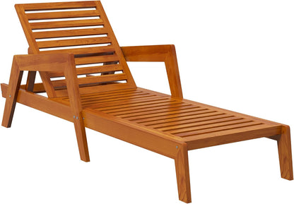 Outsunny Sun Lounger, Garden Lounger, Wood Lounger, Weatherproof, Relax Chair for Balcony, Patio, Load up to 120 kg, Orange, 66 x 190 x 73.5 cm - QUORE