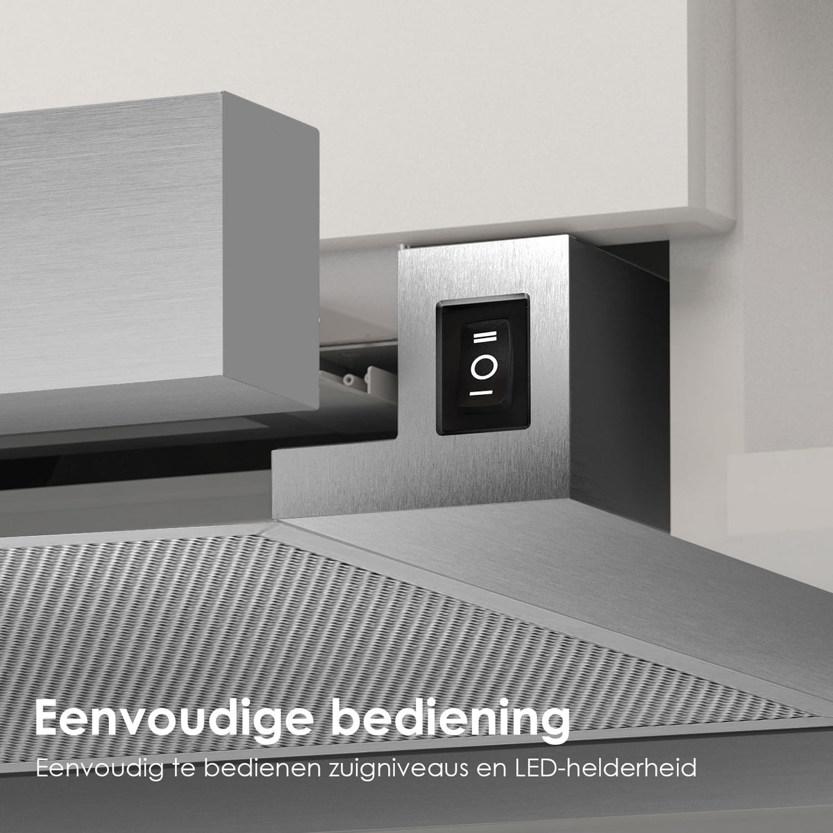 Telescopische afzuigkap 60cm 350m³/h Inbouw Afzuigkap 600mm met LED Licht 2 Snelheden Geïntegreerde Keuken Afzuigkap Ventilator