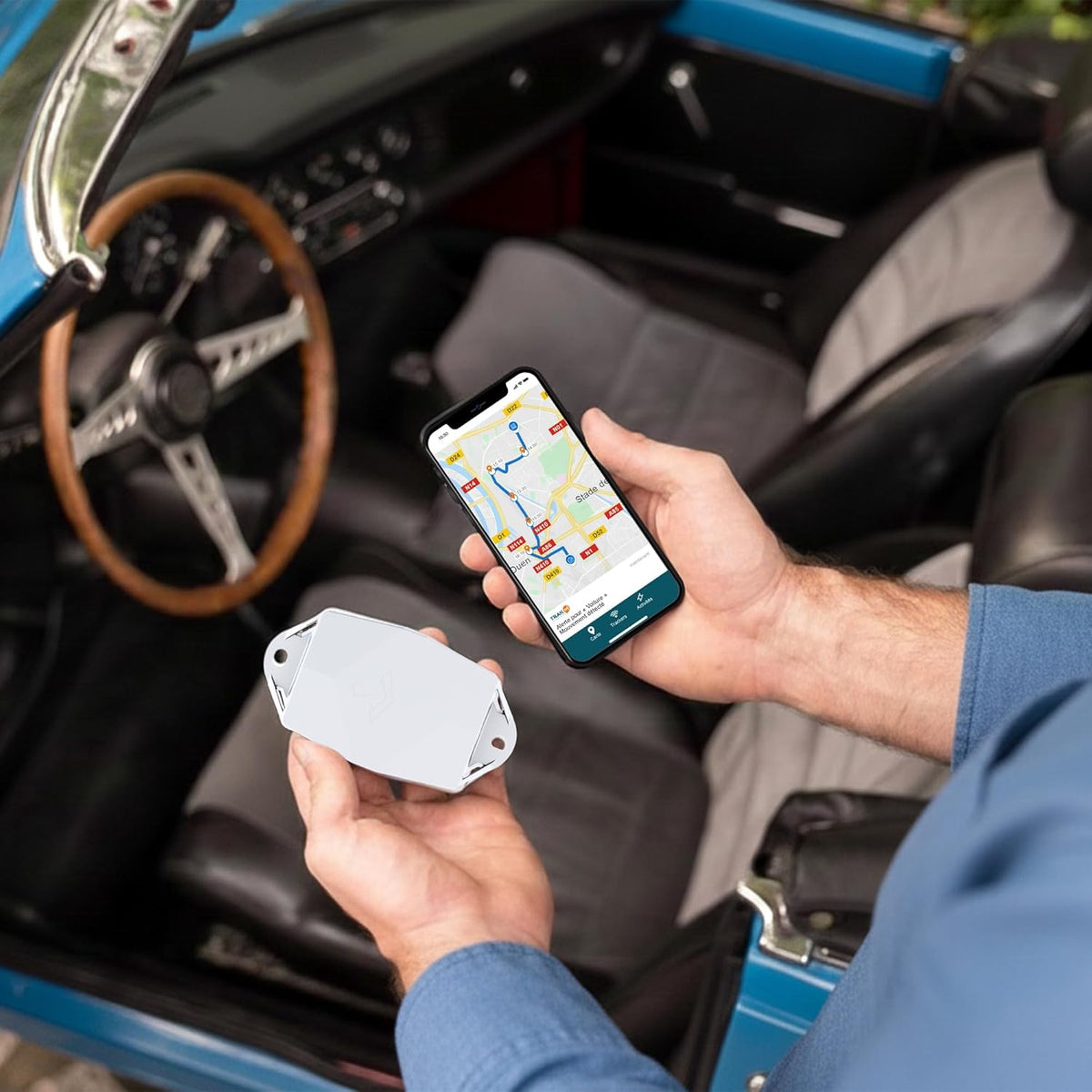 GPS-tracker Maxi wit – auto en motorfiets – looptijd van 5 jaar – discrete tracking zonder opladen – abonnement via de app vereist – ideaal voor voertuigen, aanhangers, boten, scheepswerven