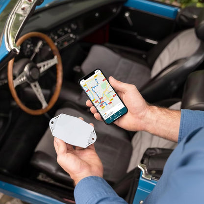 GPS-tracker Maxi wit – auto en motorfiets – looptijd van 5 jaar – discrete tracking zonder opladen – abonnement via de app vereist – ideaal voor voertuigen, aanhangers, boten, scheepswerven