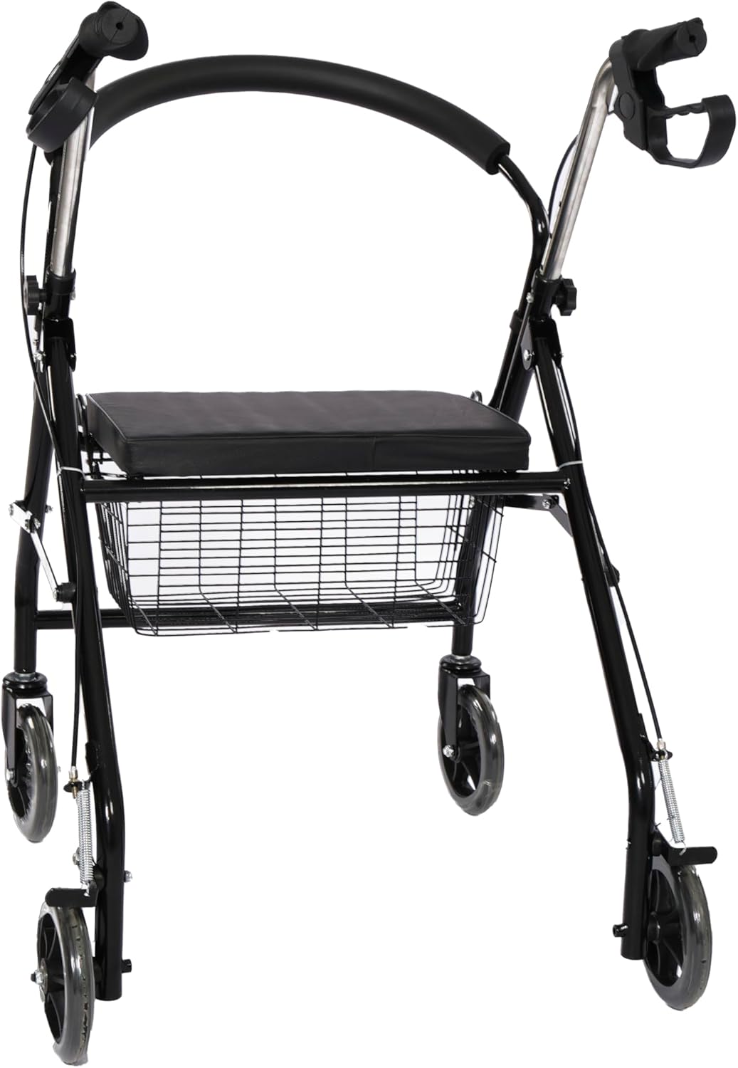 FERRUCCI COMFORT Rollator, inklapbaar, ultralicht, met wielen, remmen, mand en ergonomische zitting voor senioren, 4 remwielen, Europese CE-markering, zwart