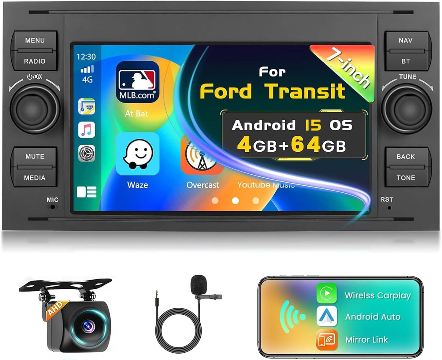 Autoradio – Multimediaspeler – 2-DIN Radio – Touchscreen Stereo – Infotainmentsysteem – 7 Inch Touchscreen – Wireless CarPlay En Android Auto